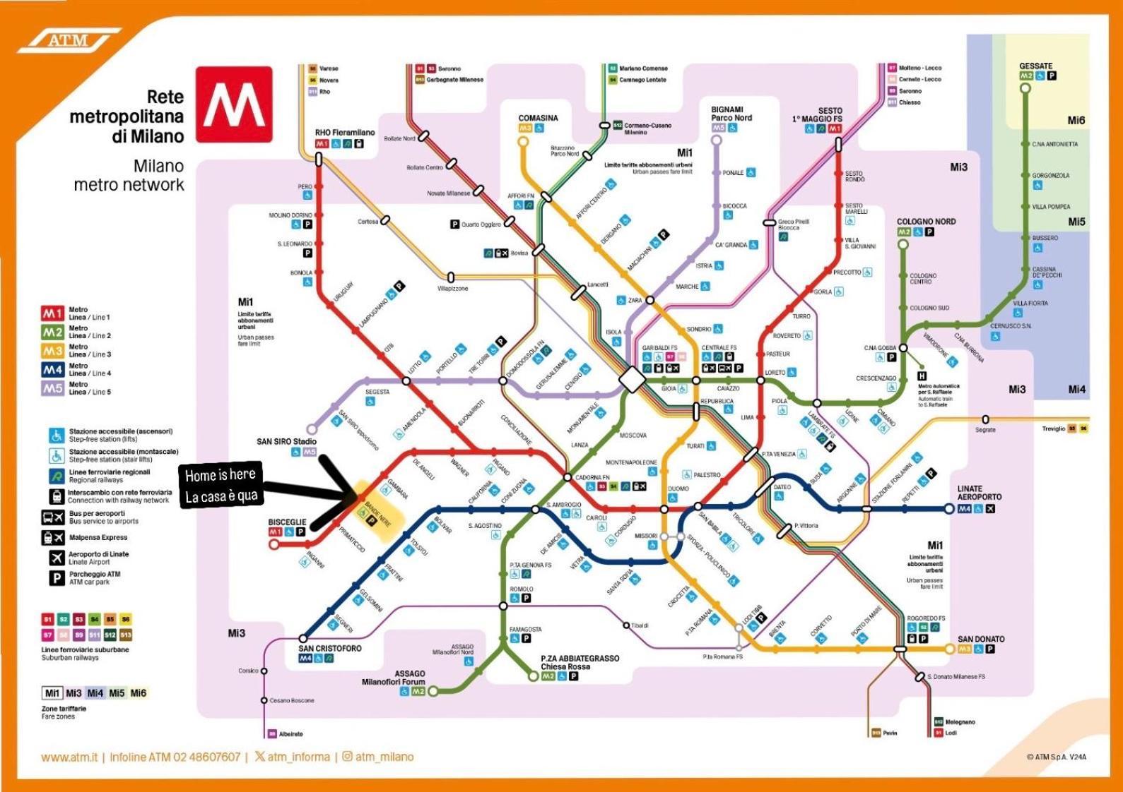 Bilocale In Bande Nere-metro Rossa Duomo Leilighet *